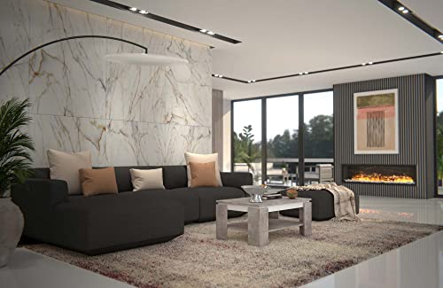 Hela Tische, Tim Coffee Table, Square Sofa Table, Melamine-Coated Wood Material, Coloured Table Wreath, Concrete Look/Anthracite, 68 x 68 x 41 cm