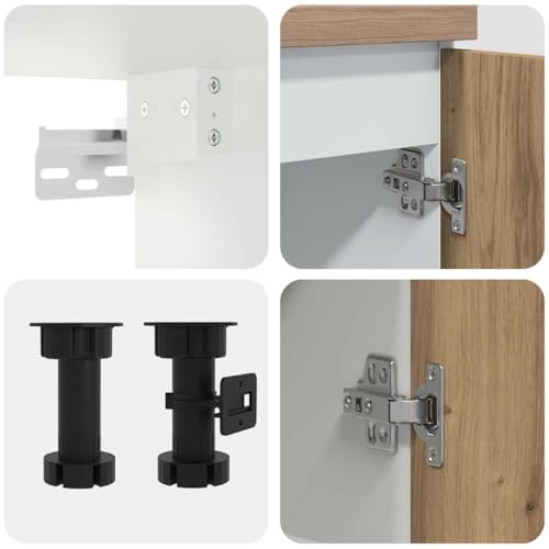 ACAGALA 11-Piece Kitchen Cabinet Set, Corner Kitchen, Kitchen Unit, Adjustable Kitchen Unit, L-Shaped Kitchen Unit, White Wood Material, Kitchen Complete Without Worktop, Kitchen Cabinet, Wall