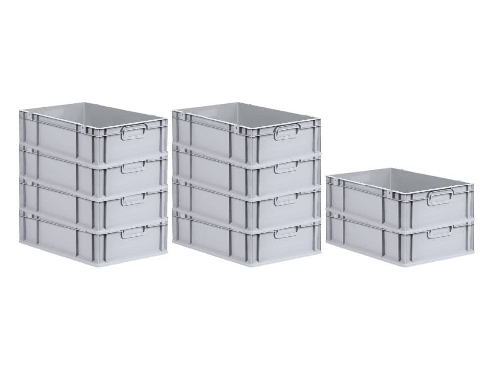 PROREGAL SuperSparSet 5 x Eurobox NextGen Economy | Closed Handles | H x W x D 17 x 30 x 40 cm | 16 Litres | Euro Container, Transport Box, Transport Container, Stacking Container