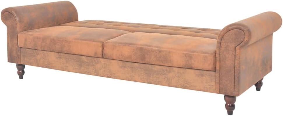 VidaXL Canapé-lit convertible avec accoudoir Daim synthétique Marron