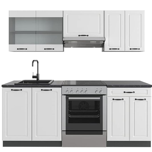 Vicco R-Line Kitchen Unit, White High-Gloss / Anthracite, 200 cm without Worktop