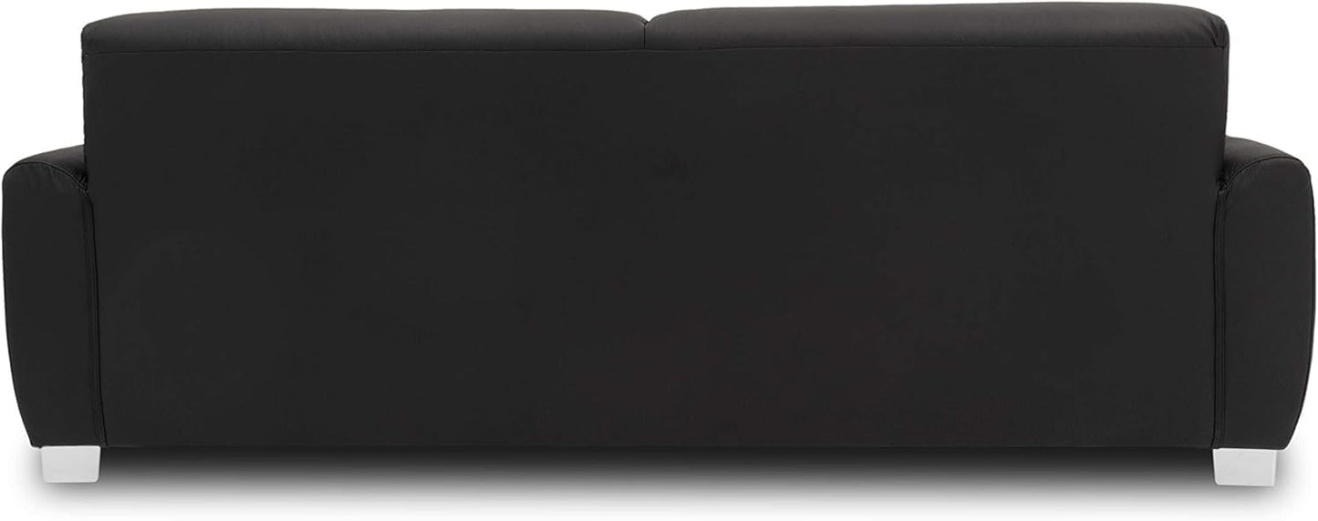 Domo Collection Ricardo Sofa, 3-Seater Couch, Set in Faux Leather, Black, 220 x 89 x 81 cm