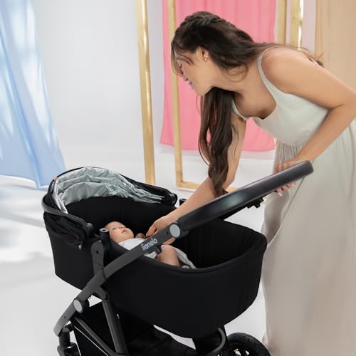 LIONELO Bianka Pushchair 3-in-1 up to 22 kg Baby Carrycot Car Seat Foldable Travel System Adjustment of the Backrest Wheels 360o Shock Absorber Hood XXL