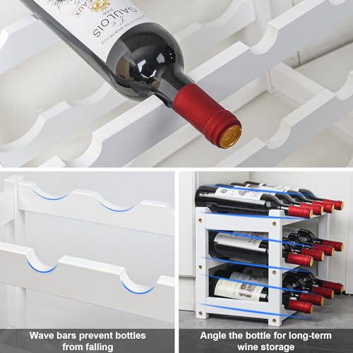 VASMIA Bamboo Wine Rack for 24 Bottles, Bottle Rack with 6 Levels for Cellar, Kitchen, Bar, Dining Room, Bottle Holder Wood with Table Top 41 x 24 x 81 cm, Natural