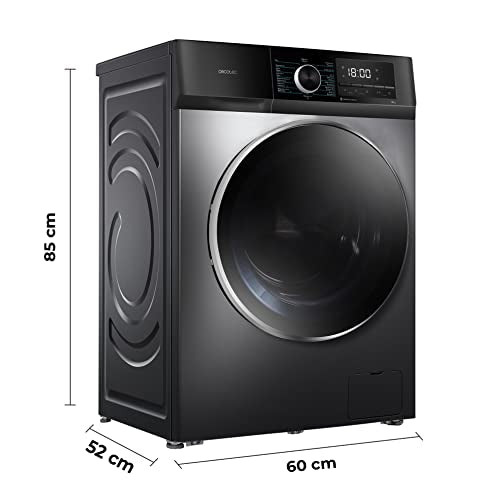 Cecotec Washing Machine 12 kg Front Load Bolero DressCode 12500 Inverter Steel A, 1400 rpm, Inverter Plus Motor, 16 Progr, SteamMax, Pearl Drum, Delay Start, Drum Clean, Display, Allergy Care, Stop &