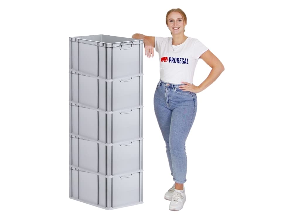 PROREGAL SuperSparSet 5 x Eurobox NextGen Economy | Closed Handles | H x W x D 17 x 30 x 40 cm | 16 Litres | Euro Container, Transport Box, Transport Container, Stacking Container