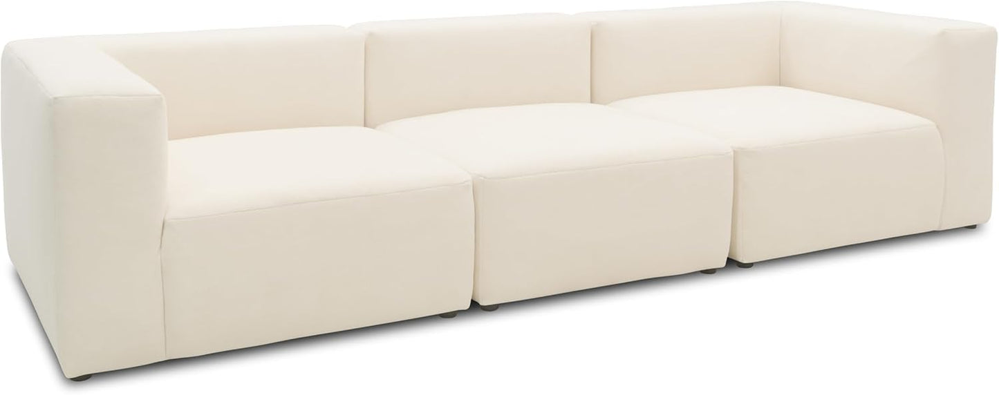 DOMO. collection Adrian Modular Sofa, 3-Seater Made of 2 x Corner Chairs and 1 x Chair, Big Sofa, Module Couch, 3 Upholstery Elements, 3-Seater Couch, 301 x 108 x 69 cm (W x D x H), Cream