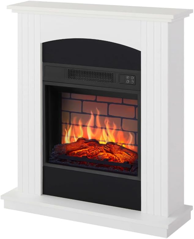 Collins AF18B Electric Fireplace 76 x 84 x 24 cm White 1.8 kW LED Flame Effect Thermostat 17-27°C