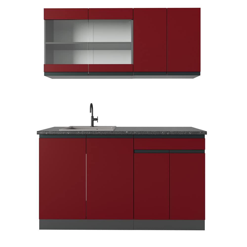 Vicco Single Kitchen R-Line, Goldkraft Oak/Anthracite, 140 cm, AP Anthracite