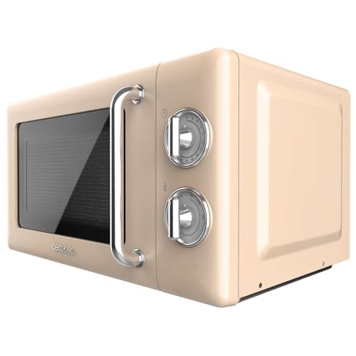 Cecotec Proclean 5110 20L Retro Beige 700W 5 Level Digital Microwave with Grill - 60 Minutes Timer - 8 Programmes and Defrost Mode - Vintage Beige