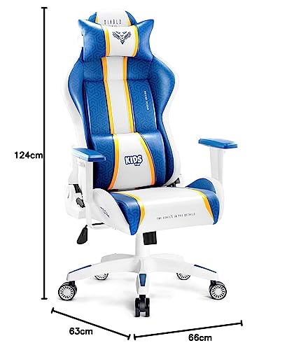 Diablo X-One 2.0 Gaming Stuhl Gamer Chair Bürostuhl Schreibtischstuhl Verstellbare Armlehnen Ergonomisches Design Nacken/-Lendenkissen Wippfunktion Aqua Blue Normal (L)