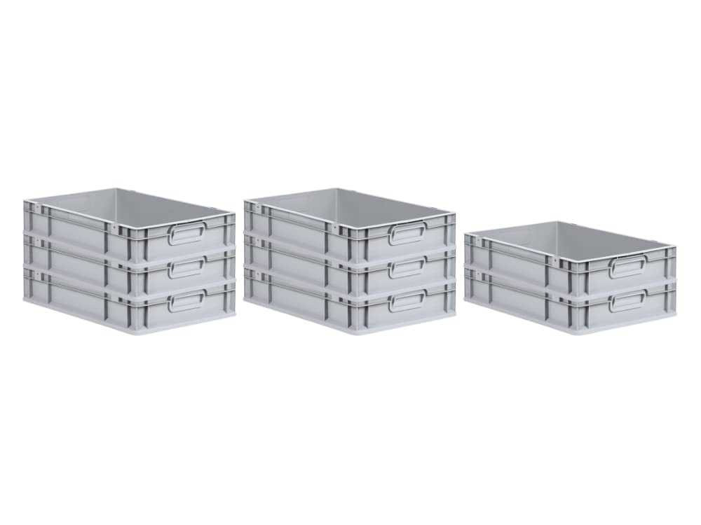 PROREGAL SuperSparSet 5 x Eurobox NextGen Economy | Closed Handles | H x W x D 17 x 30 x 40 cm | 16 Litres | Euro Container, Transport Box, Transport Container, Stacking Container