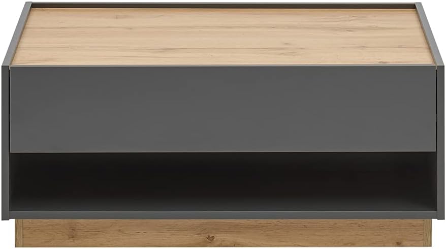 Lomadox Coffee Table Living Room in Anthracite with Wotan Oak Inserts W x H x D Approx. 90 x 38 x 60 cm