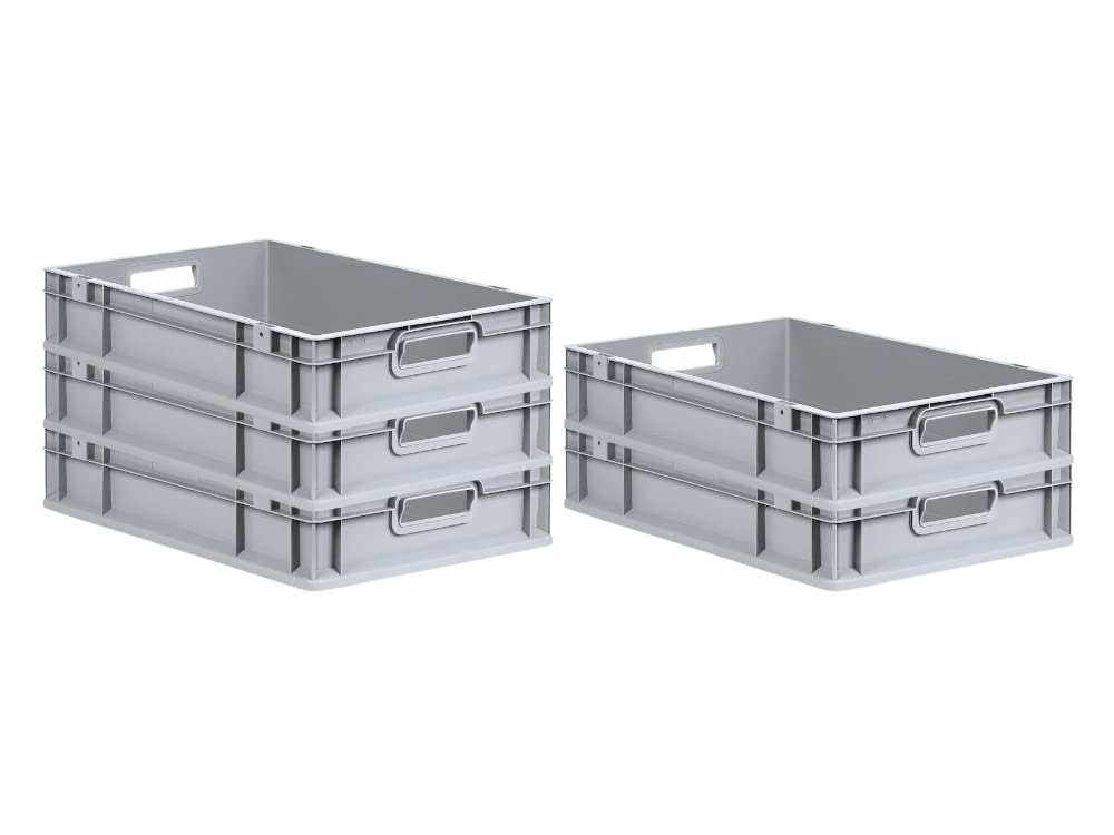 PROREGAL SuperSparSet 5 x Eurobox NextGen Economy | Closed Handles | H x W x D 17 x 30 x 40 cm | 16 Litres | Euro Container, Transport Box, Transport Container, Stacking Container