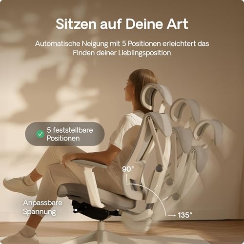 Desktronic SitPro Adjustable Ergonomic Office Chair, Desk Chair with Lumbar Support, Back-Friendly, Computer Chair, Height Adjustable & Back-Friendly, Wide Padding (Grey)