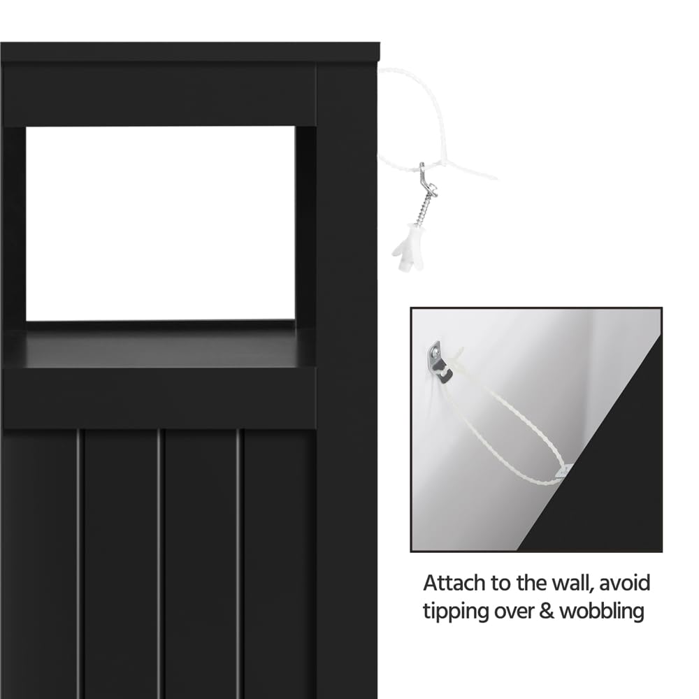 Yaheetech Unterschrank Badezimmerschrank Badkommode Badschrank mit 1 Schublade & 2 Türen & 3 Regalen Baderegal Bodenschrank mit verstellbare Einlegeböden, viel Stauraum, Dunkelgrau