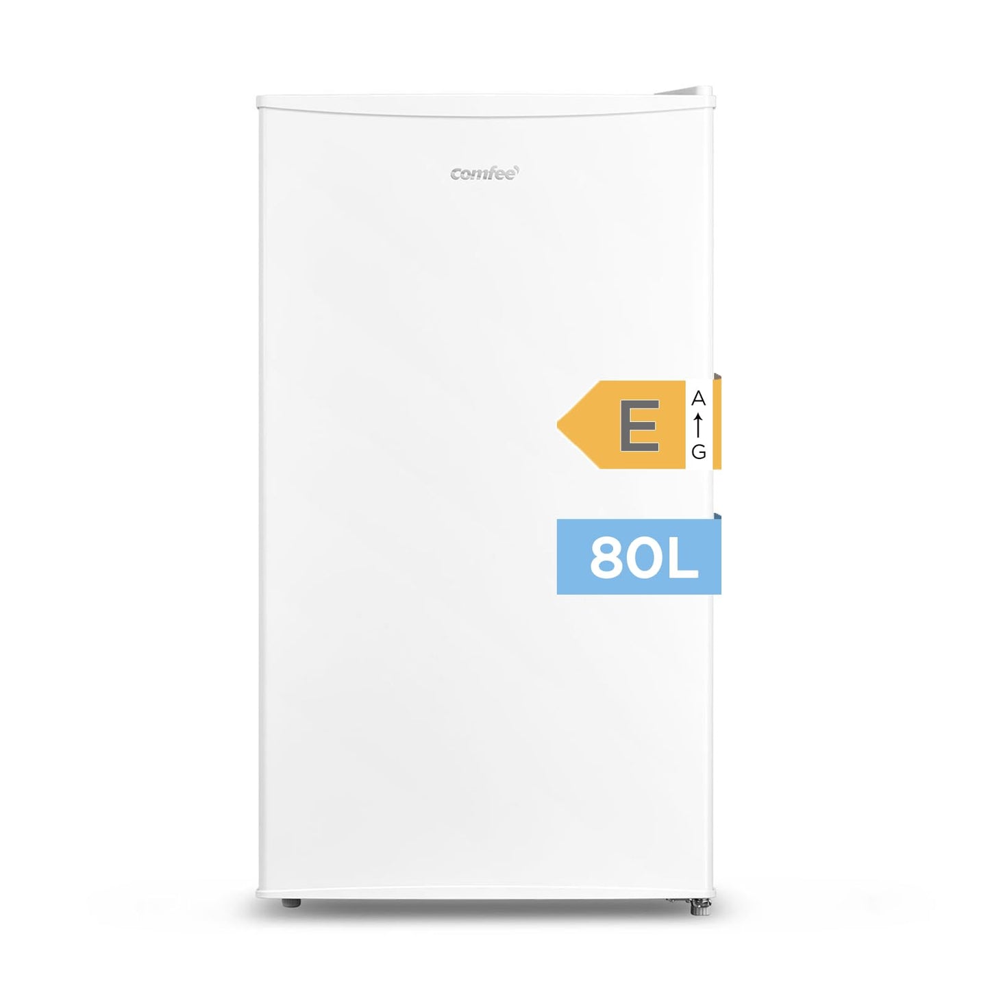 Comfee RCD80WH2(E) Fridge with Freezer, 80 L Tabletop Fridge, with 12 L Freezer, -18 °C to -8 °C, 4 Star Freezer Rating, 137 kWh per Year, Adjustable Temperature Control, White