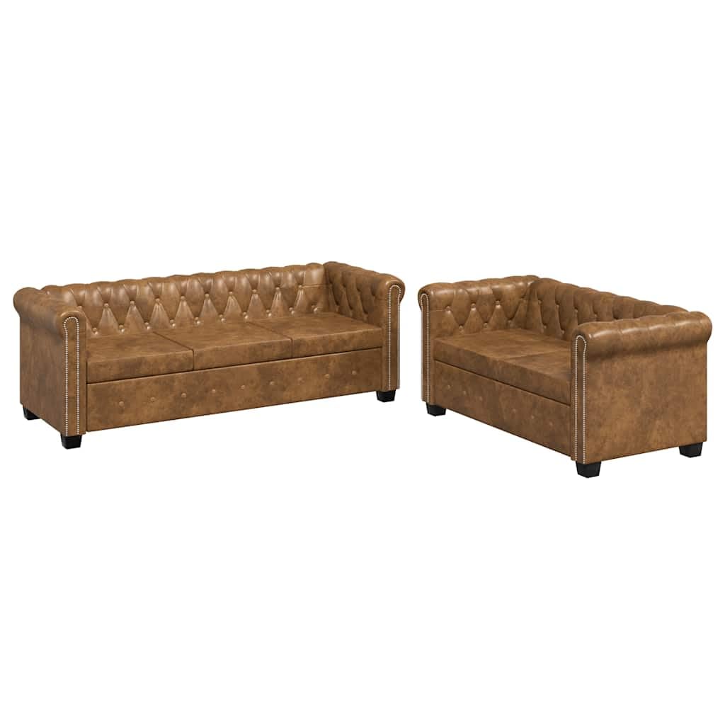 vidaXL 2/3/2+3-Seater Chesterfield Sofa / Couch - Lounge / Office Furniture - Faux Leather