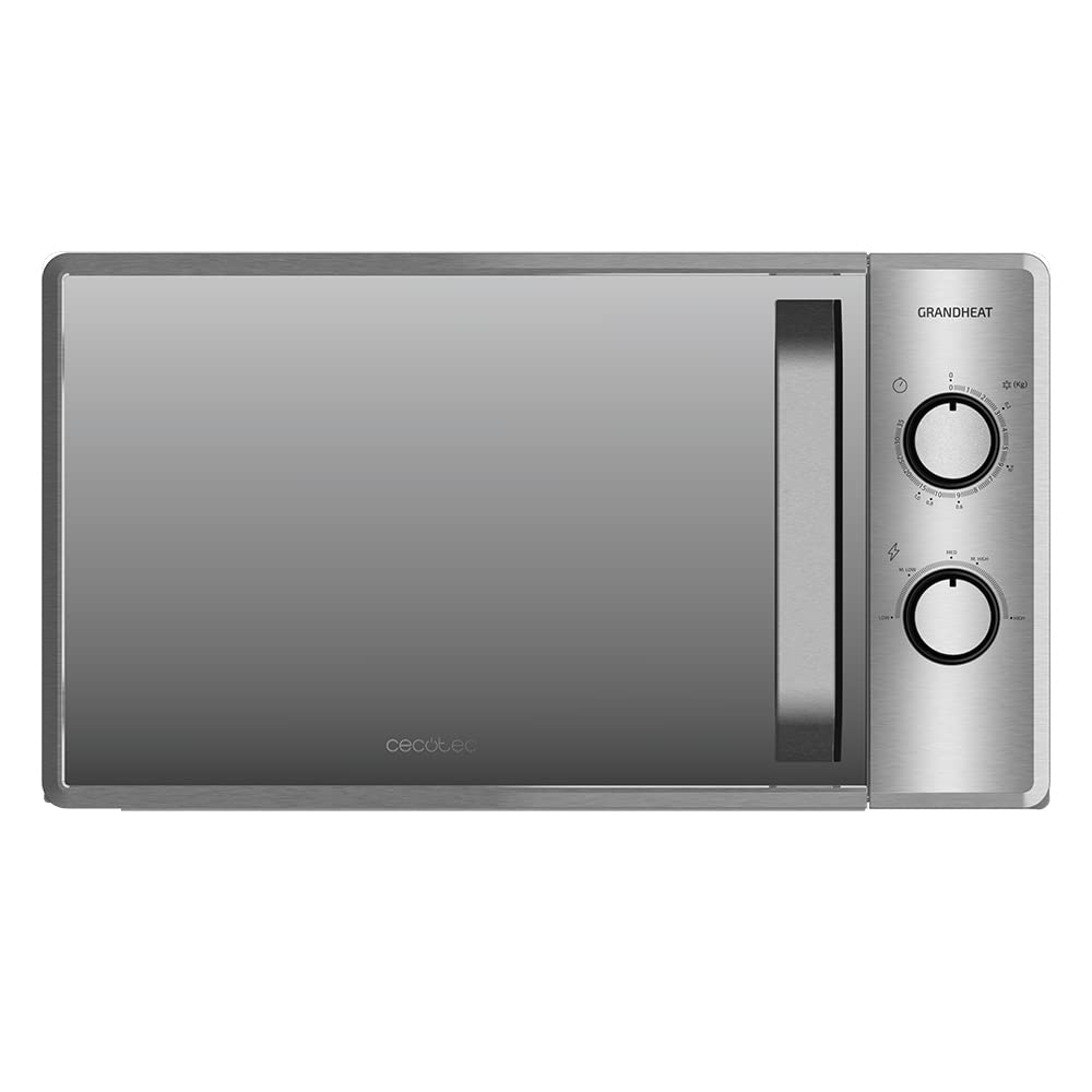 Cecotec Microondas ProClean 3160 Mirror, 20 L, Ready2Clean Coating, 800 W Grill, 9 Levels, 30 min Timer, 3D Wave Technology, Silver, Mirrored Door