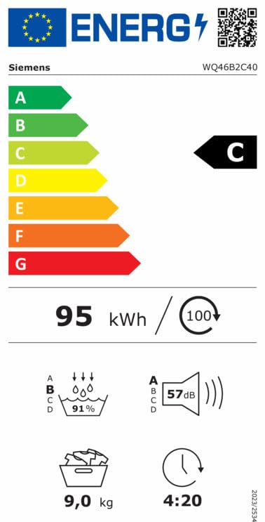 Siemens WQ35G2D00 iQ500 Wärmepumpentrockner für 8 kg Wäsche, 176 kWh pro Jahr, speedPack, autoDry, Outdoor-Programm