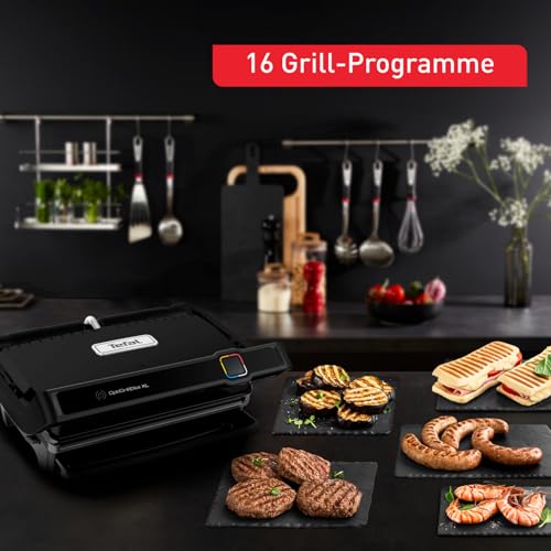 Tefal OptiGrill Elite XL Kontaktgrill, 16 Programme, Digitales Display mit Garstufenanzeige, abnehmbare XL-Platten, Grillboost-Funktion, intuitive Bedienung, Elektrogrill, Edelstahl, GC760D12