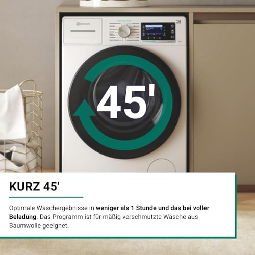 Bauknecht B6R 88 Silence DE Washing Machine, 8 kg, Front Loader, Supreme Silence, Energy Efficiency A-20%, 1400 rpm, ZEN Motor, Particularly Quiet Washing Machine, Steam 3.0-3, Powerful Steam