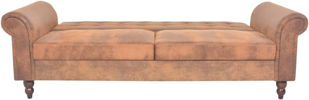 VidaXL Canapé-lit convertible avec accoudoir Daim synthétique Marron