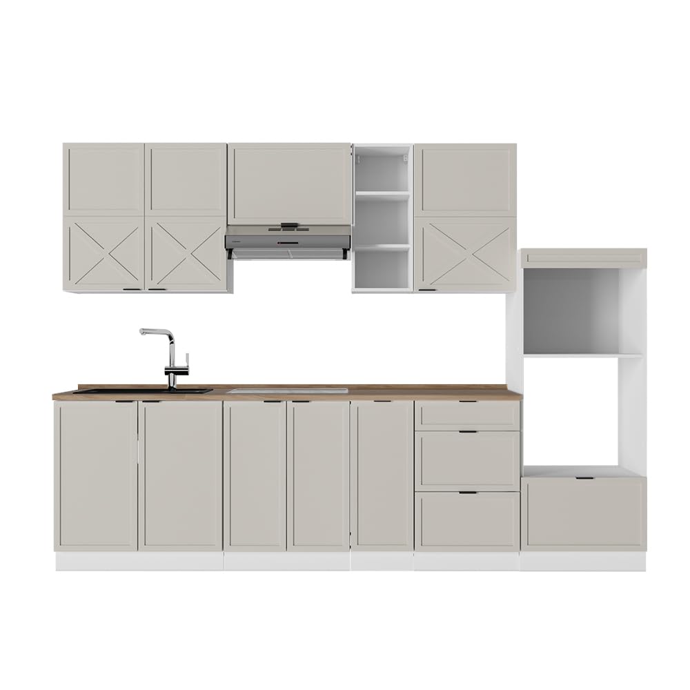 Vicco Fame-Line Kitchen Unit 280 cm without Worktop 280 cm High-Gloss Anthracite / White