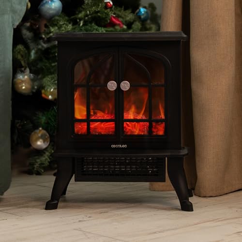 Cecotec Elektro-Standkamin ReadyWarm 2000 Flames. 2000 W, 2 Leistungsstufen, Einstellbarer Thermostat und Unabhängige Flammensteuerung, Abdeckungsbereich 25 m2