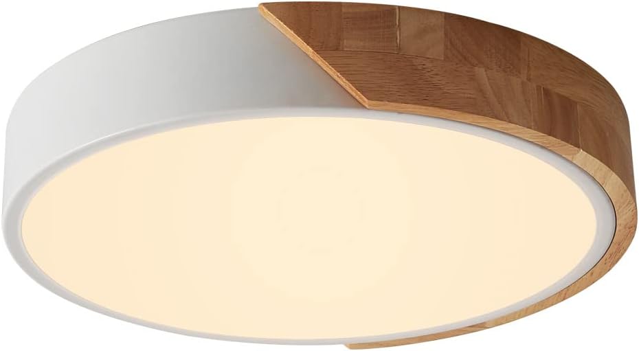 LED Wooden Ceiling Lights, Thin Flat Modern Flush-Mounted Light, Ceiling Lighting Lamps for Dining Room, Hallway, Living Room, Kitchen, Bedroom, 30 cm x 30 cm, 24 W, Warm White, 3000 K