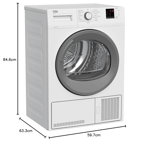 Beko BM3T38210W1 Heat Pump Dryer, Tumble Dryer, 8 kg, Suitable for Allergy Sufferers, Hygiene Drying & Refreshing Hygiene, 15 Programmes, Express, White