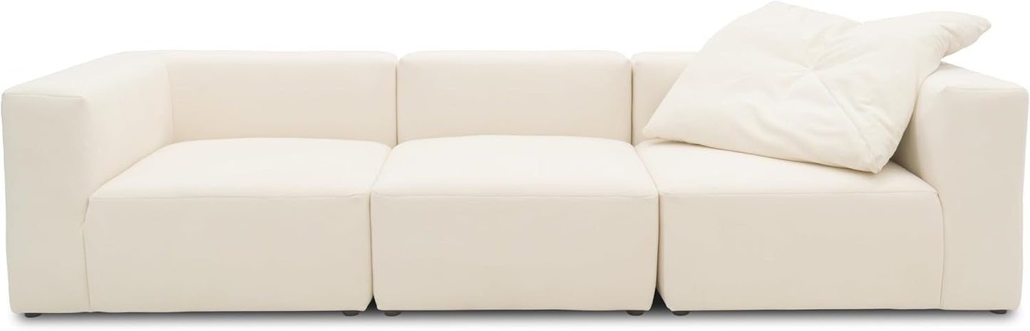 DOMO. collection Adrian Modular Sofa, 3-Seater Made of 2 x Corner Chairs and 1 x Chair, Big Sofa, Module Couch, 3 Upholstery Elements, 3-Seater Couch, 301 x 108 x 69 cm (W x D x H), Cream