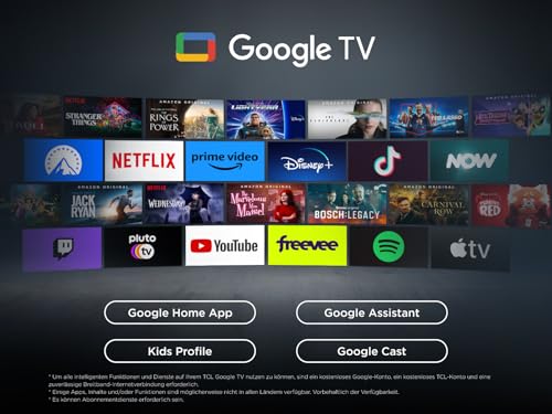 TCL 43T69C 43 Zoll QLED, Direct LED TV, 4K HDR TV, Smart Google TV (Dolby Vision & Atmos, Game Master, Motion Clarity, Kompatibel mit Google Assistant & Alexa)