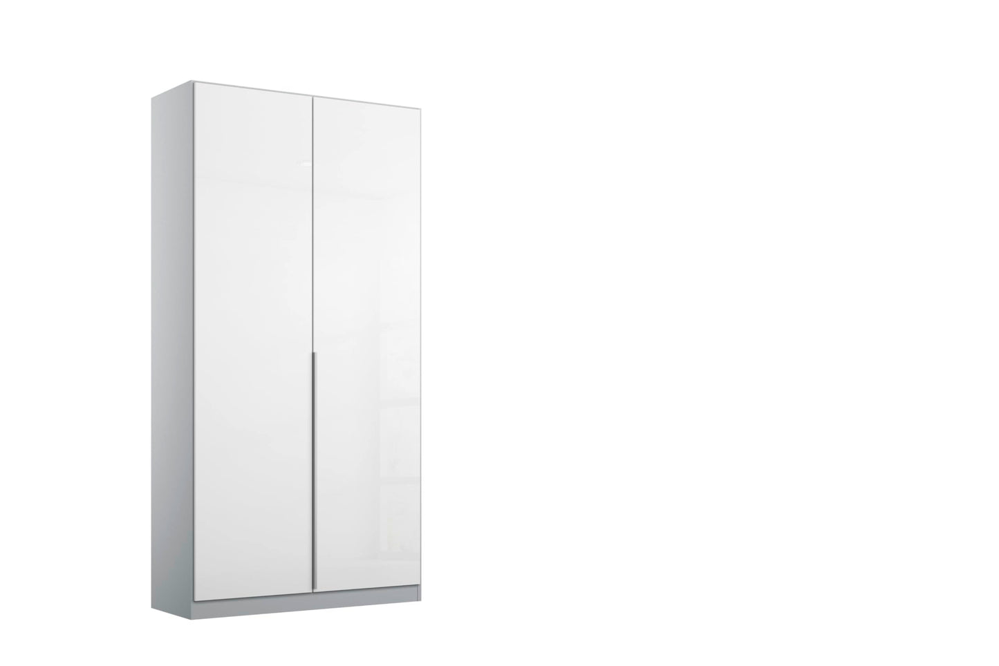 Rauch Möbel Alabama Hinged Door Wardrobe, White High Gloss / Grey, 2 Doors, Includes Basic Accessory Pack of 1 Clothes Rail and 1 Shelf, 91 x 210 x 54 cm (W x H x D)
