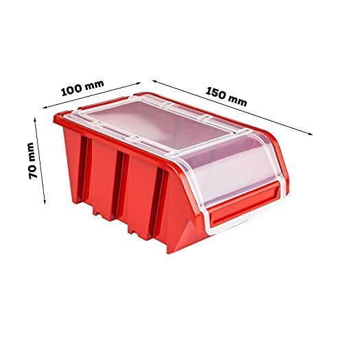 Box with Lid + Wall Shelf, 80 x 80 cm, Stacking Boxes, Storage System, Blue / Black / Red
