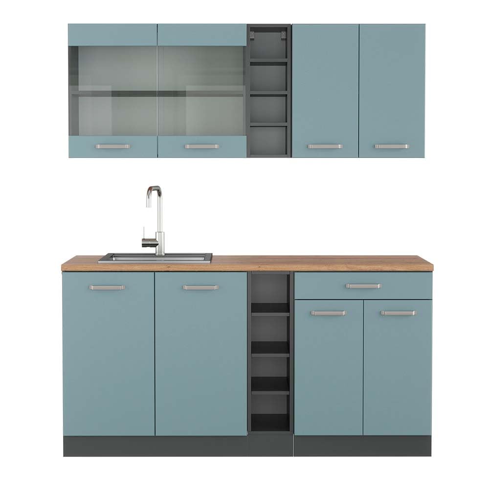 Vicco Single Kitchen R-Line White High Gloss / Anthracite 160 cm without Worktop