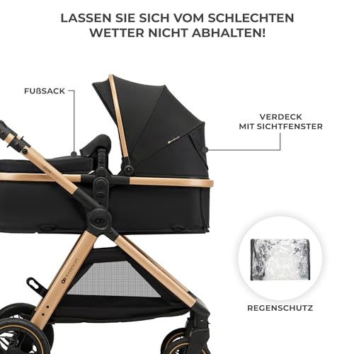 Kinderkraft ESME Pushchair 3-in-1 Complete Set up to 22 kg, Combination Pram Travel Systems with Baby Seat I-size 40-75 cm, Folding, Reclining Position, Beige