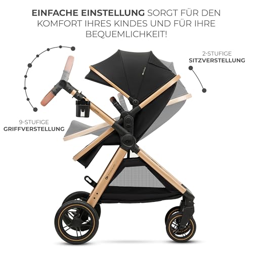 Kinderkraft ESME Pushchair 3-in-1 Complete Set up to 22 kg, Combination Pram Travel Systems with Baby Seat I-size 40-75 cm, Folding, Reclining Position, Beige