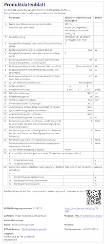 Vestel Fernseher 50 Zoll Smart TV Powered by TiVo, 4K UHD Fernseher mit Dolby Vision HDR, Dolby Atmos und integriertem Triple-Tuner, LED TV 50UT9740 schwarz