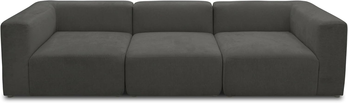 DOMO. collection Adrian Modular Sofa, 3-Seater Made of 2 x Corner Chairs and 1 x Chair, Big Sofa, Module Couch, 3 Upholstery Elements, 3-Seater Couch, 301 x 108 x 69 cm (W x D x H), Cream