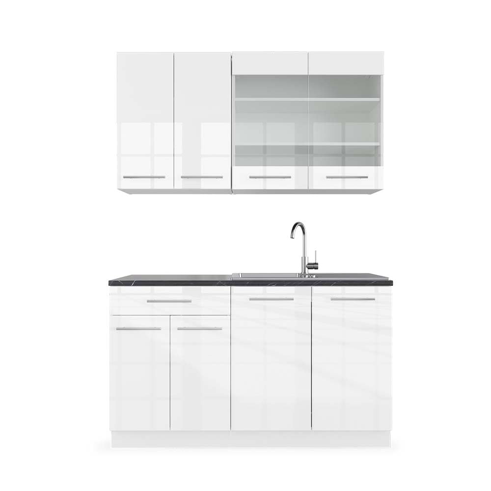 Vicco Fame-Line Single Built-In Kitchen Unit, 140 cm, High-Gloss Fame-Line (Anthracite, High Gloss)