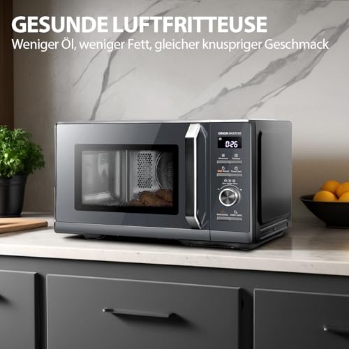 Toshiba MW3-AG20PE(BK) Mikrowellen mit Grill 20L 3-in-1 Mikrowellenherd, Chef-Abtauung, Mikrowelle, Grill, Kombi, 5 Leistungsstufen, 8 Automatikprogrammen, Einfacher Reinigung, Schwarz