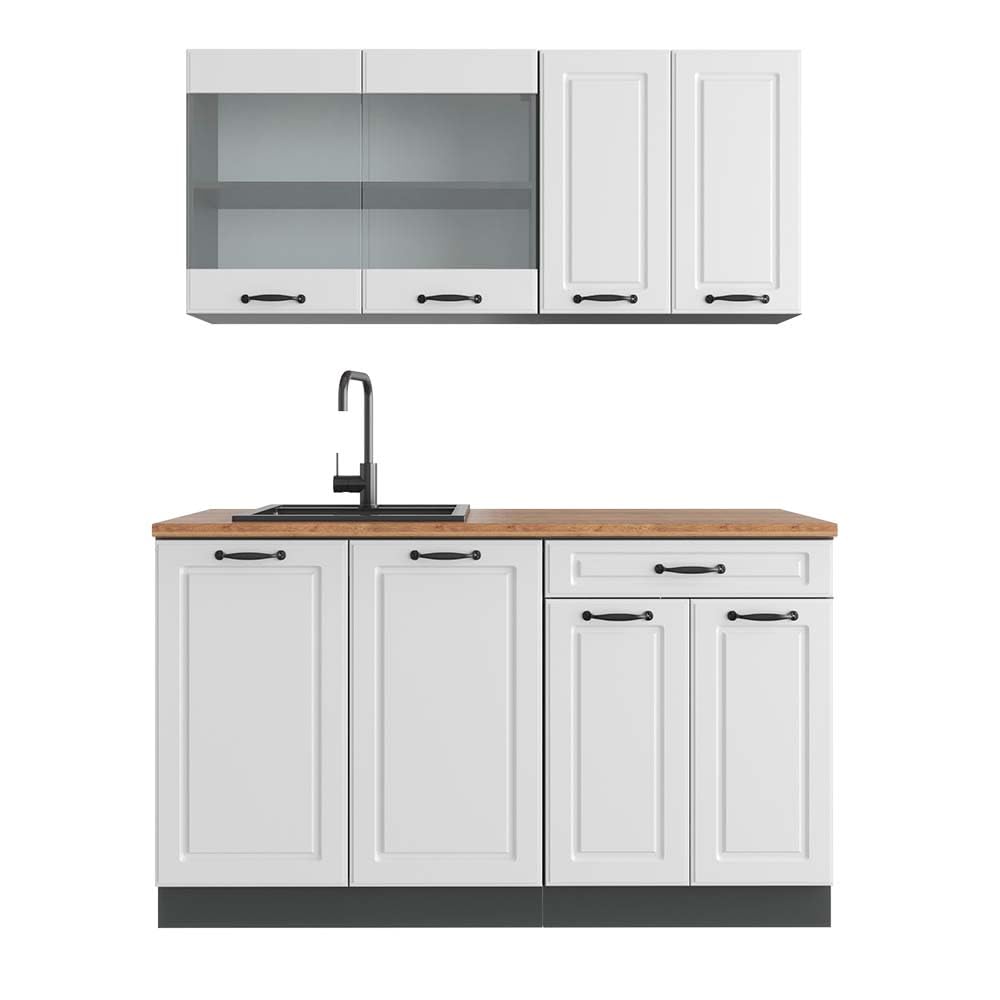 Vicco Single Kitchen R-Line, White High Gloss / Anthracite, 140 cm without Worktop