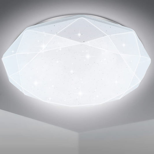EXTRASTAR Ceiling Light 24 W LED Ceiling Light 35 cm Ultra Thin Modern 6500 K Cool White 1900 LM Ceiling Lighting, Diamond Stripe UFO Panel, Ceiling Light is Suitable for Living Room, Kitchen,