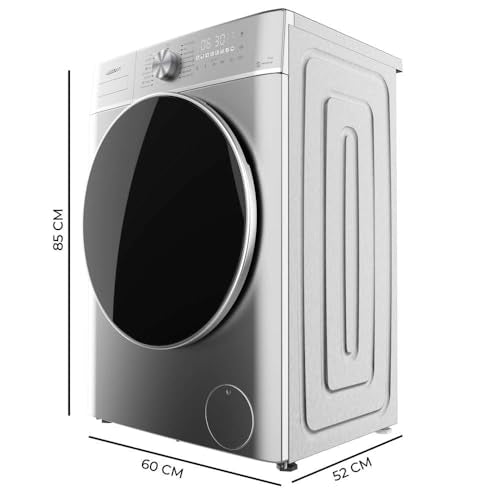 Cecotec Frontlader-Waschmaschine 10 kg Bolero DressCode 10800 Inverter Steel A, 1400 U/min, 16 Prog, Energieeffizienzklasse A, Inverter Plus Motor, SteamMax, Intelligentes Waschen und Ladungsdetektor