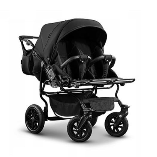 BBtwin DUET TRIO Twin Pushchair 3-in-1 Pushchair and Accessories 3 Pieces: 2 Baby Tubs + 2 Pushchairs + 2 Baby Car Seats + Accessories Black