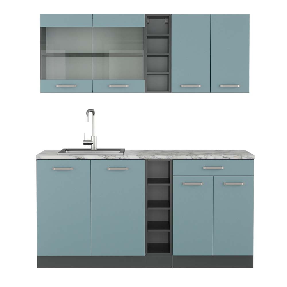 Vicco Single Kitchen R-Line White High Gloss / Anthracite 160 cm without Worktop