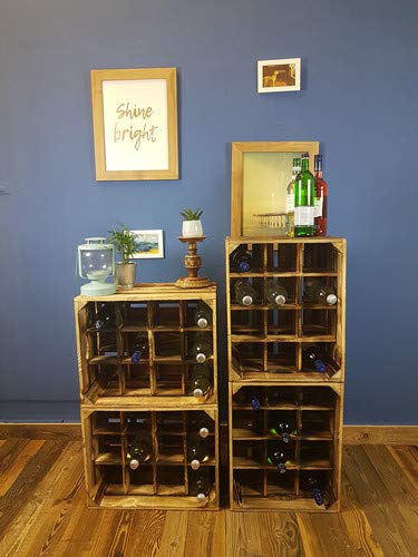 Kistenkolli Altes Land Bottle Rack, Henry, Natural, Flamed, Dimensions Approx. 50 x 40 x 30 cm, wine rack