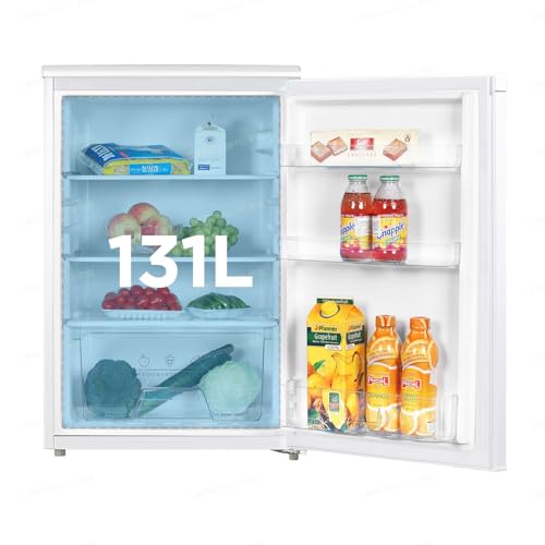 Comfee RCD133WH3(E) Fridge, 131L Fridge without Freezer, Inverter Compressor, Fruit and Vegetable Compartment, 84.5 cm H x 55.3 cm W, 72 kWh per Year, Adjustable Temperature Control, Adjustable Feet