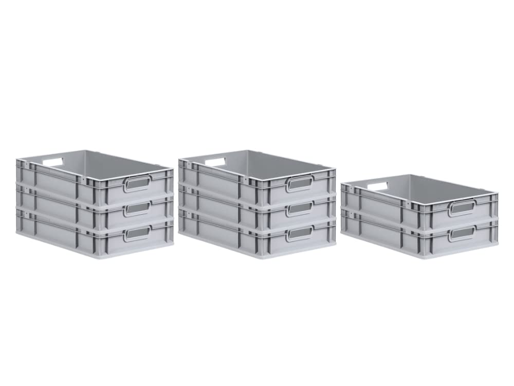 PROREGAL SuperSparSet 5 x Eurobox NextGen Economy | Closed Handles | H x W x D 17 x 30 x 40 cm | 16 Litres | Euro Container, Transport Box, Transport Container, Stacking Container